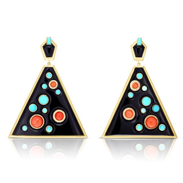 Cicada onyx triangle earrings
