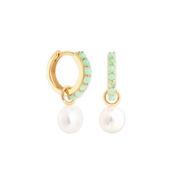 Astrid & Miyu Aqua Pearl Charm Huggies