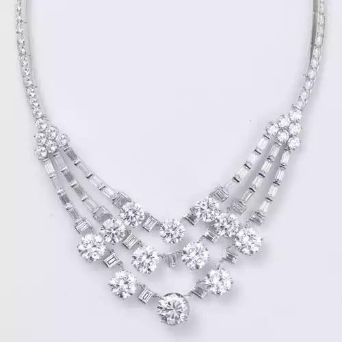 Cartier replica of necklace with three rows of diamonds from 1953