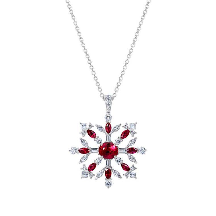 Hirsh Snowflake ruby and platinum pendant