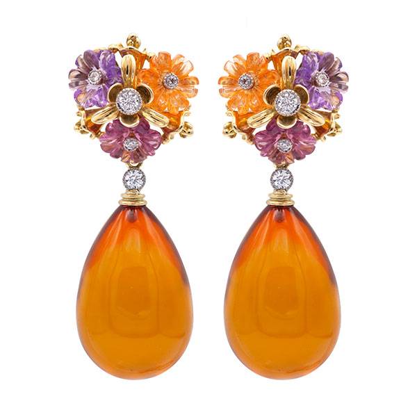 Featherstone amber drop earrings