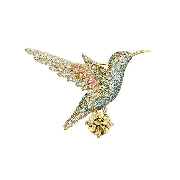 Smiling Rocks hummingbird brooch