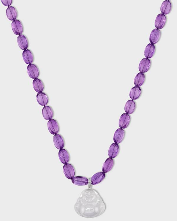 Jia Jia Happy Buddha amethyst jade necklace
