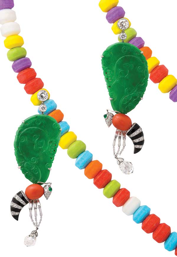 ALVR gem and jade wasp earrings