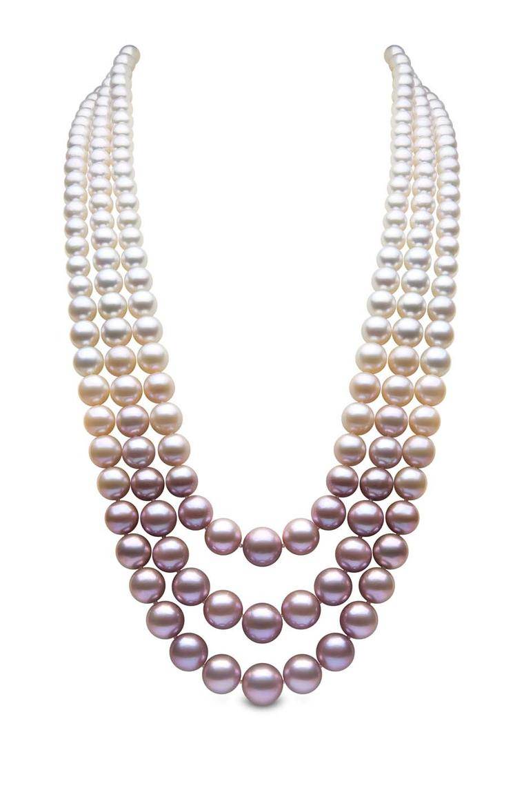 Blossom rose gold South Sea, Akoya and freshwater pearl necklace 
