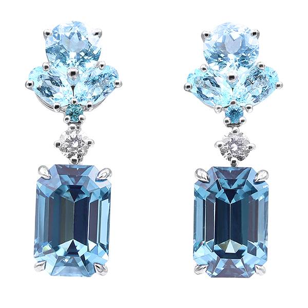 Oscar Heyman tourmaline paraiba and diamond earrings