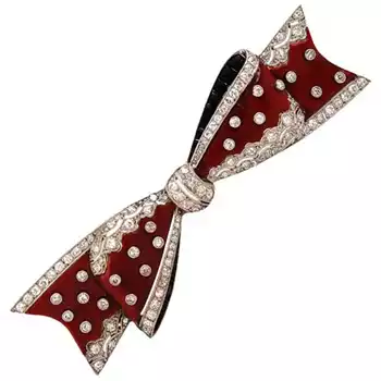 Van Cleef & Arpels enamel and diamond bow pin, 1924