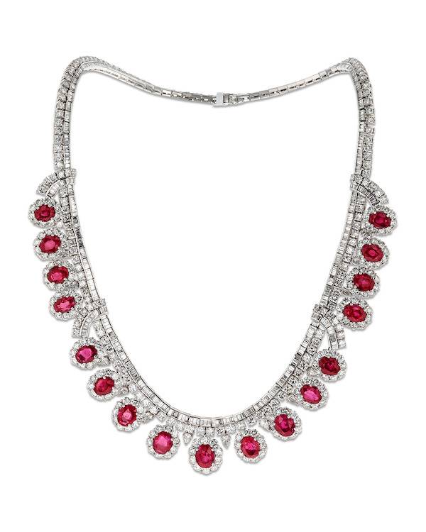 MS Rau Untreated Burma Ruby Necklace