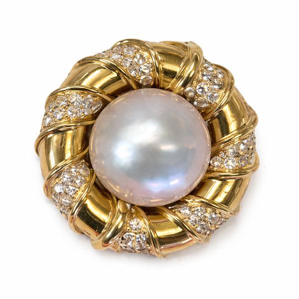 Saidian Vintage Jewels Pearl Brooch