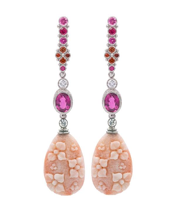 Featherstone angelskin coral drop earrings