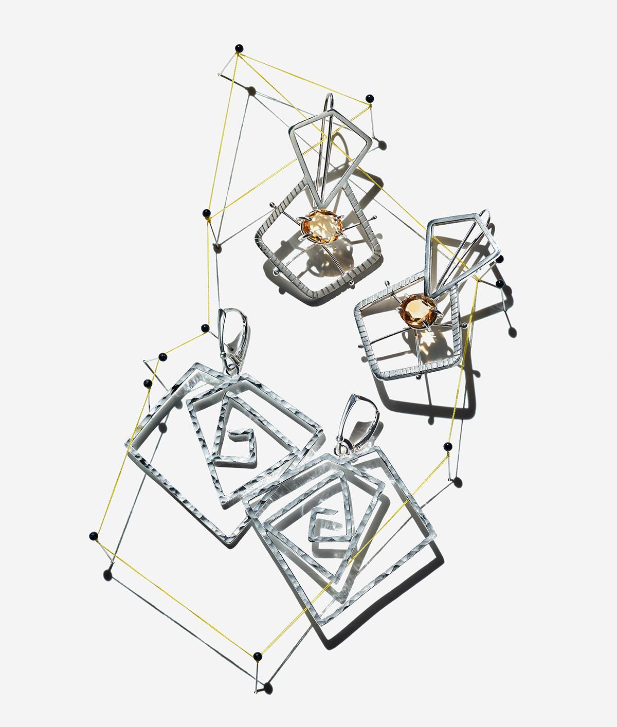 Amy C Pyles geometric silver earrings