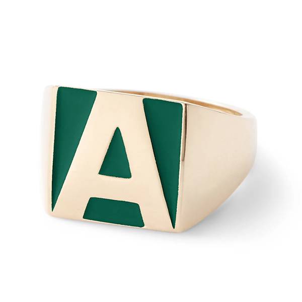 Alison Lou mens letter enamel ring