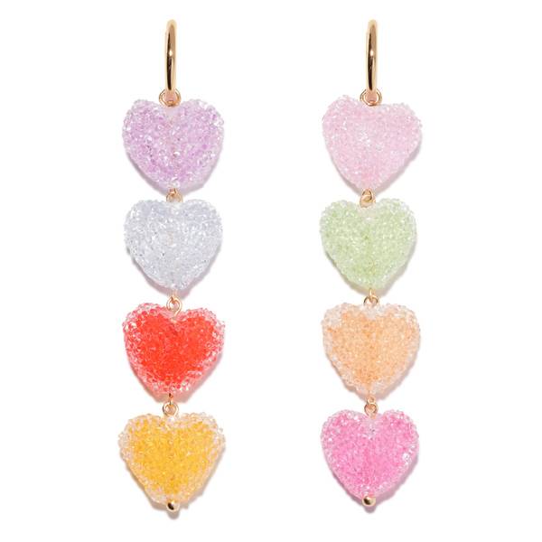 Crystal Haze heart stack earrings
