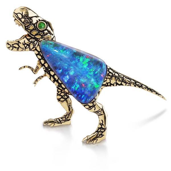Parle opal dinosaur brooch