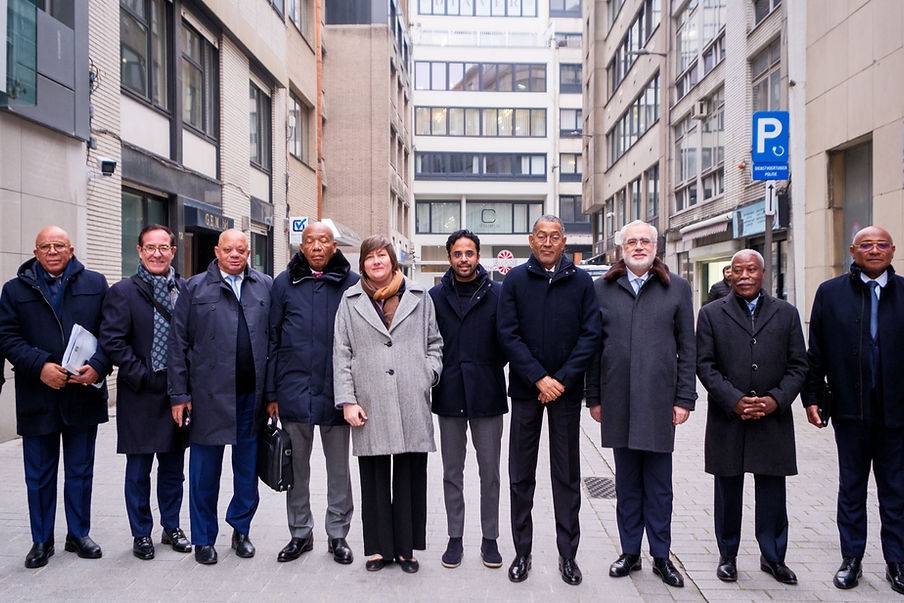 Diamond Diplomacy: A delegation from Angola, led by Minister of Mineral Resources Diamantino Azevedo, is visiting Antwerp this week to explore ways to increase the trade of Angolan rough diamonds through the city. Pictured are members of the delegation alongside the leadership of the Antwerp World Diamond Council (AWDC). Image credit: AWDC