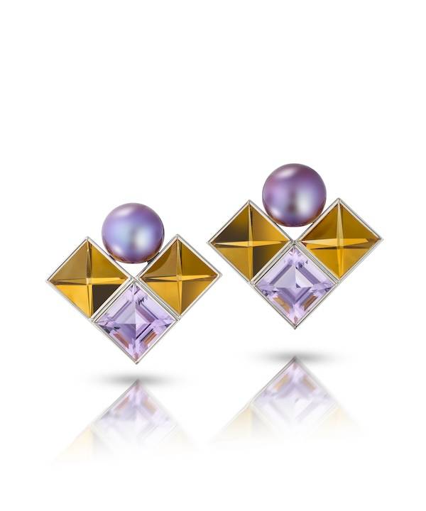 Cora Sheibani purple Pearl Earrings