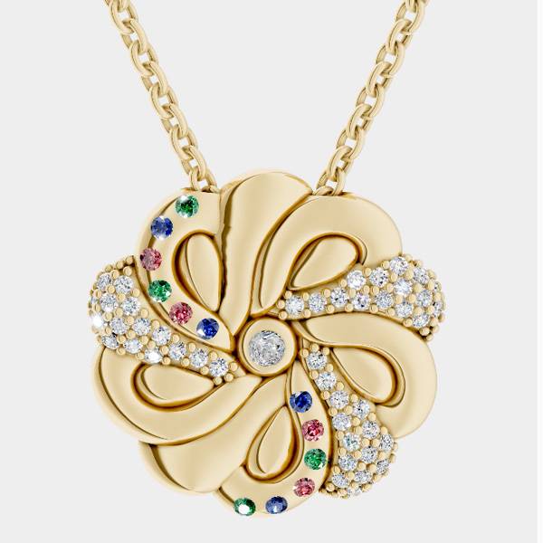 Dukachi gold braided bread pendant