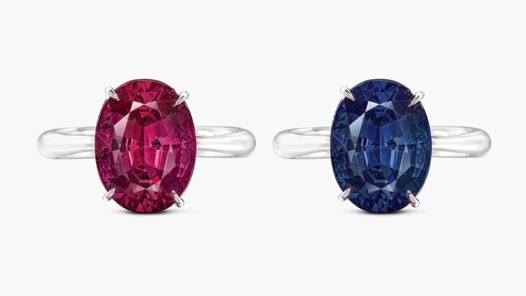 A ring featuring a color-changing oval, 4.37-carat Brazilian alexandrite that shifts between greenish-blue in daylight and purple under incandescent light at Sotheby's image