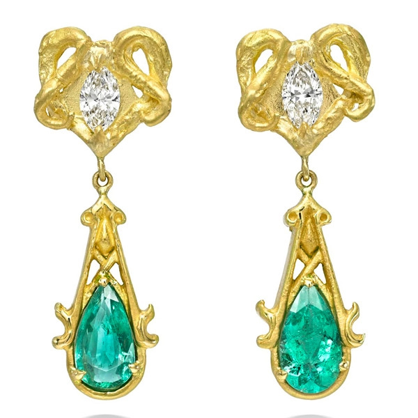 Adaliorynn Rams Sigil emeral earrings