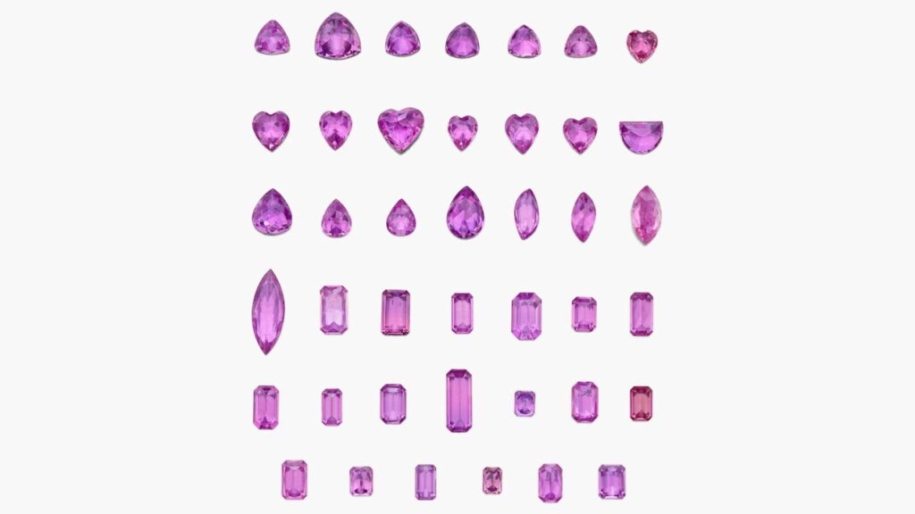 A collection of 41 pink sapphires of various shapes and sizes with a total weight of 52.62 carats. Some of the gems are of Madagascan origin at Sotheby's image
