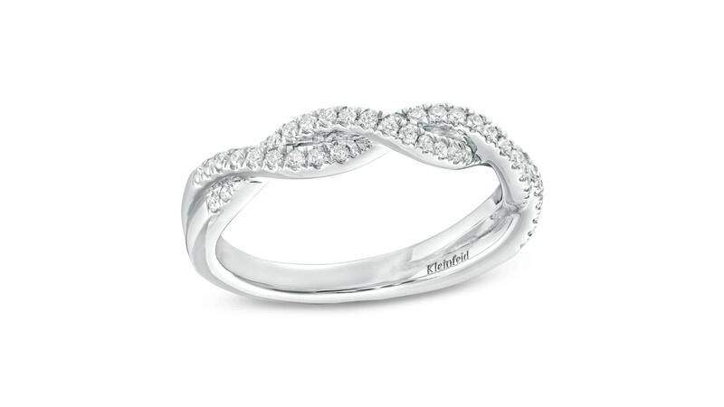 A lab-grown diamond twist anniversary band (0.25 carats total) in platinum ($1,999)