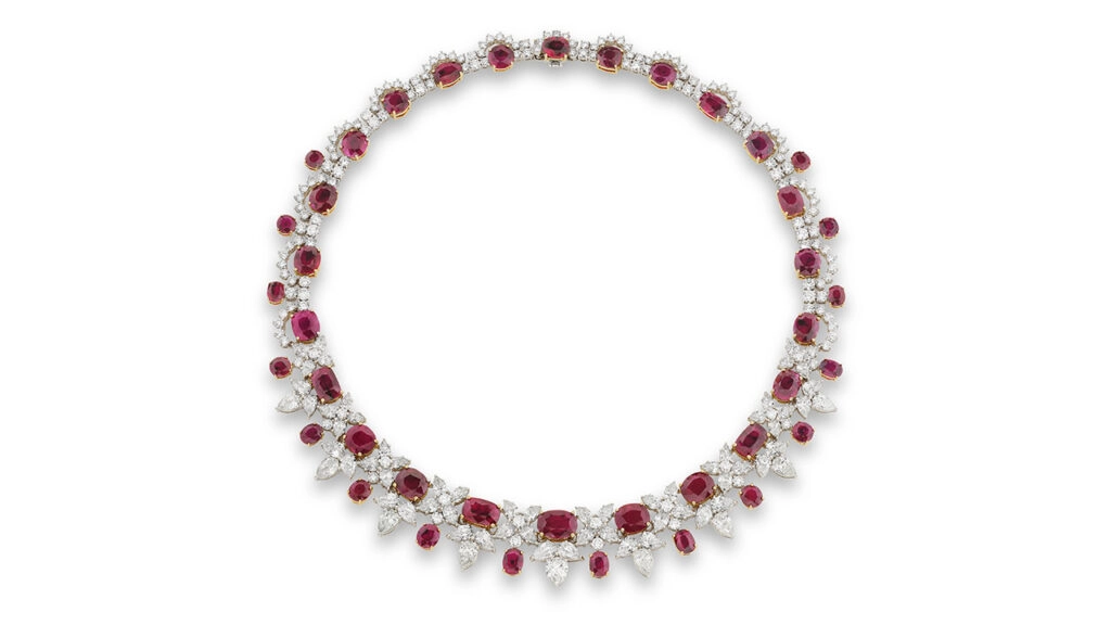 A ruby and diamond necklace at Phillips image