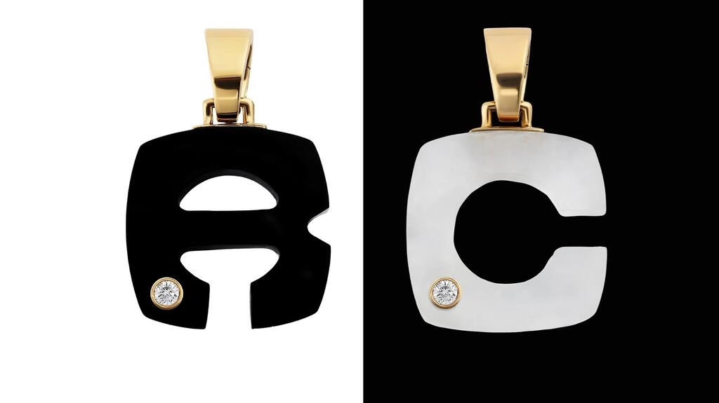 Renato Cipullo Splendente R and C Stone Letter Pendants