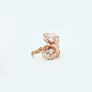 Triple Flower Round Diamond Ring
