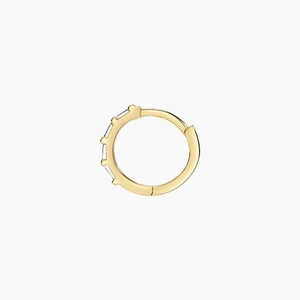 14K Yellow GoldBaguette Diamond Hoop Earring Set