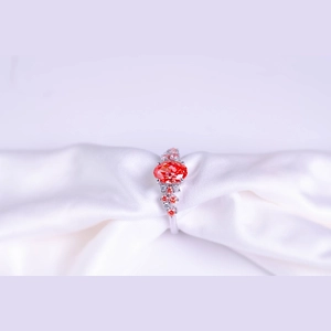 Red Oval Diamond Ring