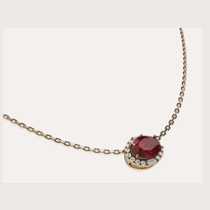 Classic Halo Oval Gemstone Diamond Necklace
