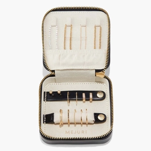 Travel Case Black Grain Leather, Anti-tarnish Microsuede