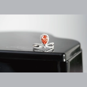 Red Pear Diamond Ring