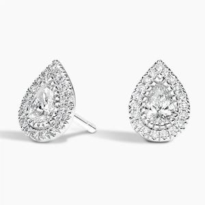 18K White GoldPear Lab Grown Diamond Halo Stud Earrings