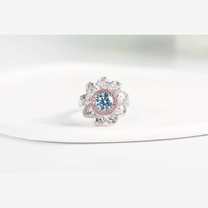 Blue Round Diamond Ring