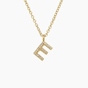 14K Yellow GoldInitial Diamond Pendant Necklace
