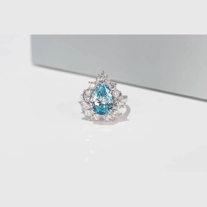 Blue Pear Diamond Ring