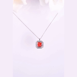 Red Cushion Diamond Necklace