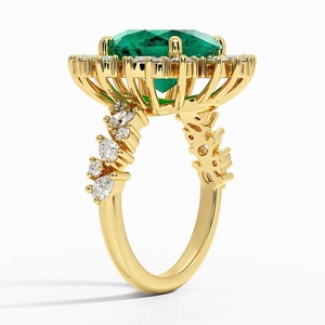 Olivetta Lab Emerald and Diamond Cocktail Ring