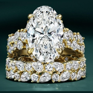 Olivetta Double Row Lab Eternity Diamond Ring in 18K Yellow Gold