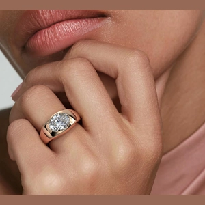 Sloane Flush Set Solitaire Dome Ring in 18K Yellow Gold