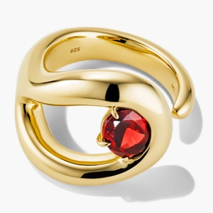 Organic Dôme Curve Gemstone Ring  18k Gold Vermeil, Garnet