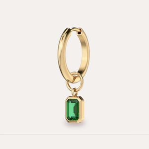 Emerald Cut Gemstone Hoop Charm