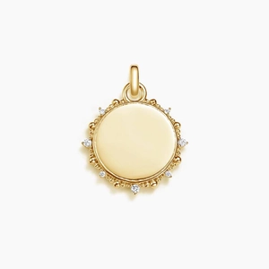 14K Yellow GoldEngravable Diamond Sunlight Charm