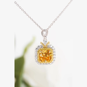 Yellow Cushion Diamond Necklace