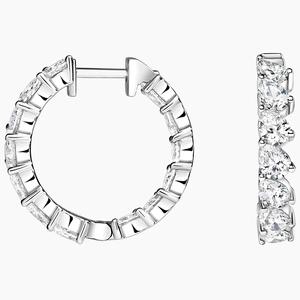 18K White GoldAngled Pear Lab Diamond Hoop Earrings (3 ct. tw.)