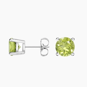 Solitaire Peridot Stud Earrings in Silver