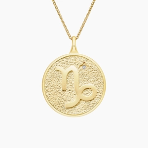 14K Yellow GoldLuxe Capricorn Zodiac Pavé Pendant