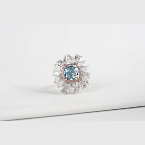 Blue Cushion Diamond Ring