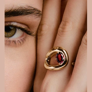 Organic Dôme Curve Gemstone Ring  18k Gold Vermeil, Garnet